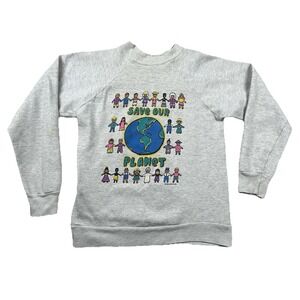 Vintage Signal Sweatshirt Womens M Save our Planet 80s 90s Colorful Conservation